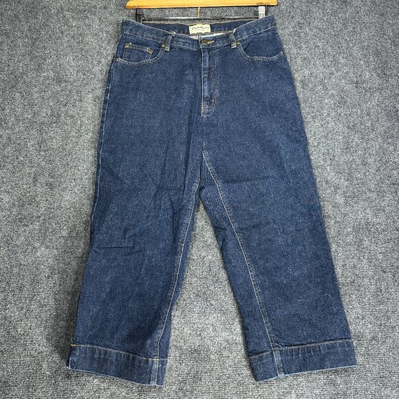 Eddie Bauer Jeans Womens 12 Medium Wash Cotton Stretch Straight Crop Pockets - Picture 1 of 8
